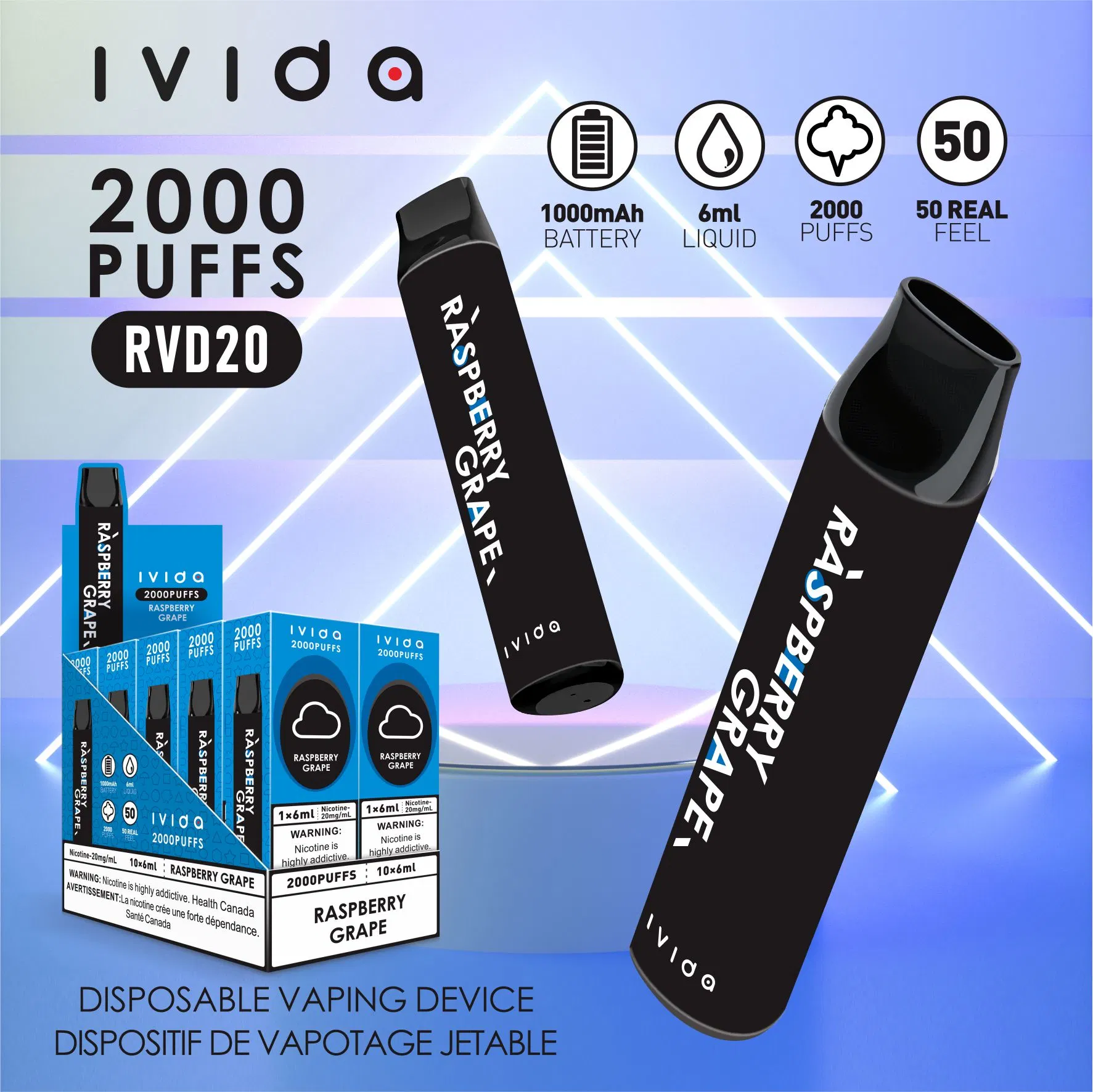 Ivida Cigarrillo Electrónico Desechable Objetivo Stick 2000bocanadas 12 sabores Bang XXL /E-cigarrillo desechable Difusor de OEM de melatonina pluma eléctrica Vape Hookah Precio