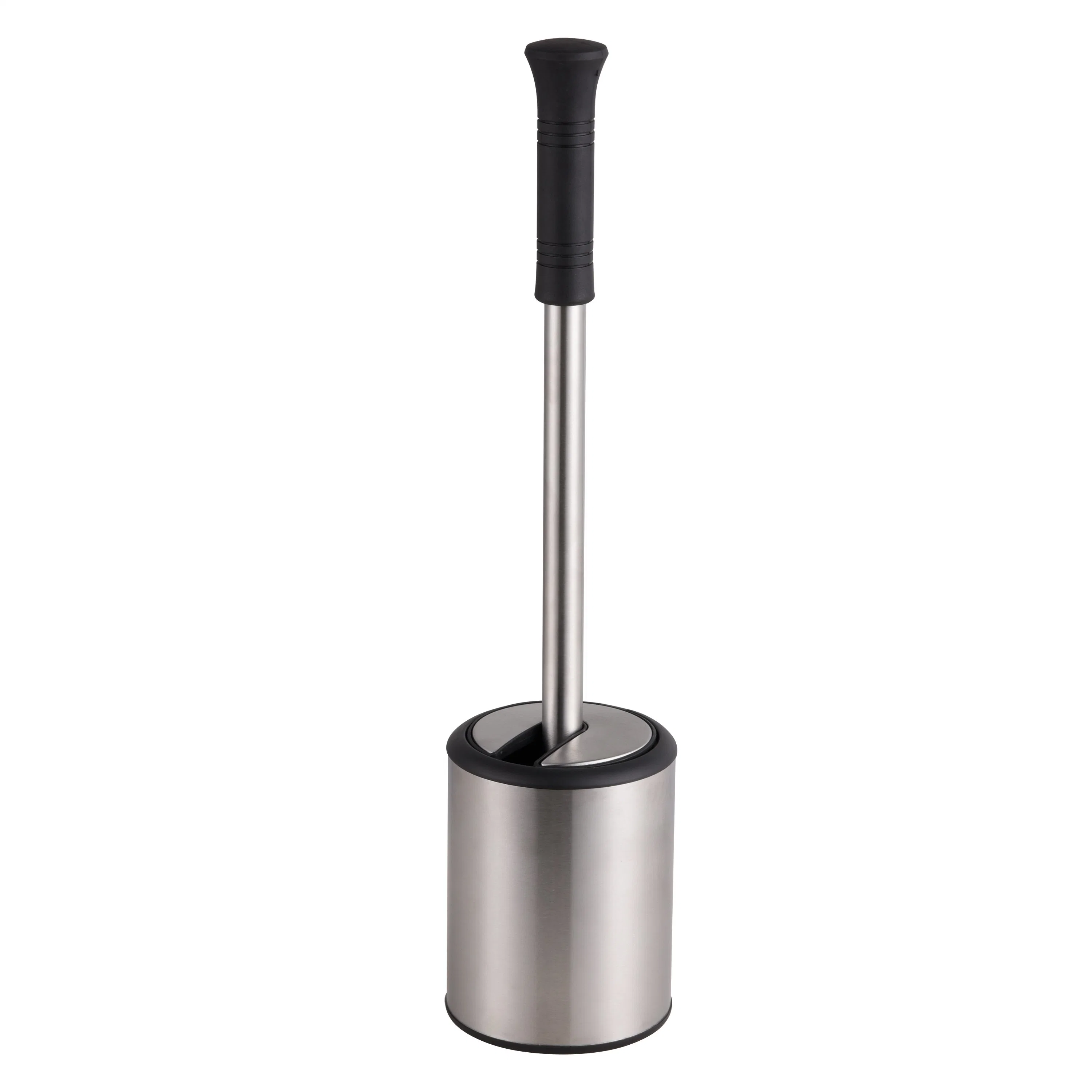 Stainless Steel Round Hotel Cleaning Toilet Brush Holder Set