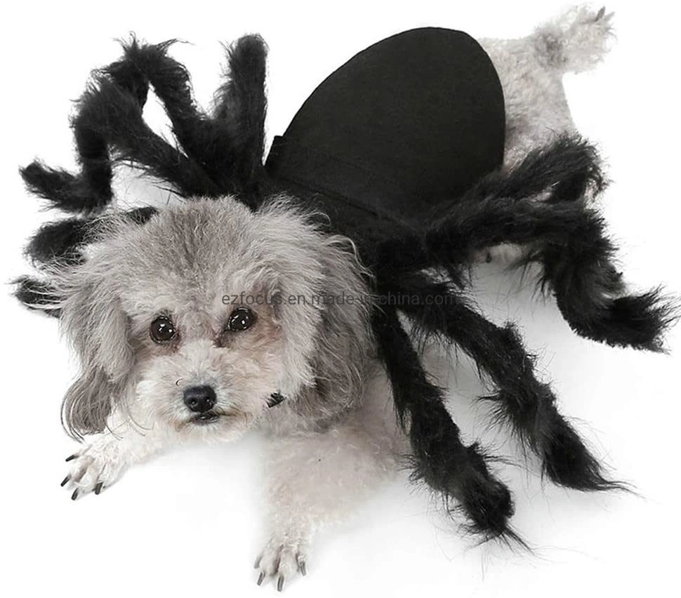 Halloween Spider Costume Pets Simulation Plush Spider Clothe with Adjustable Neck Paste Buckle for Dog Cats Pet Wbb12413