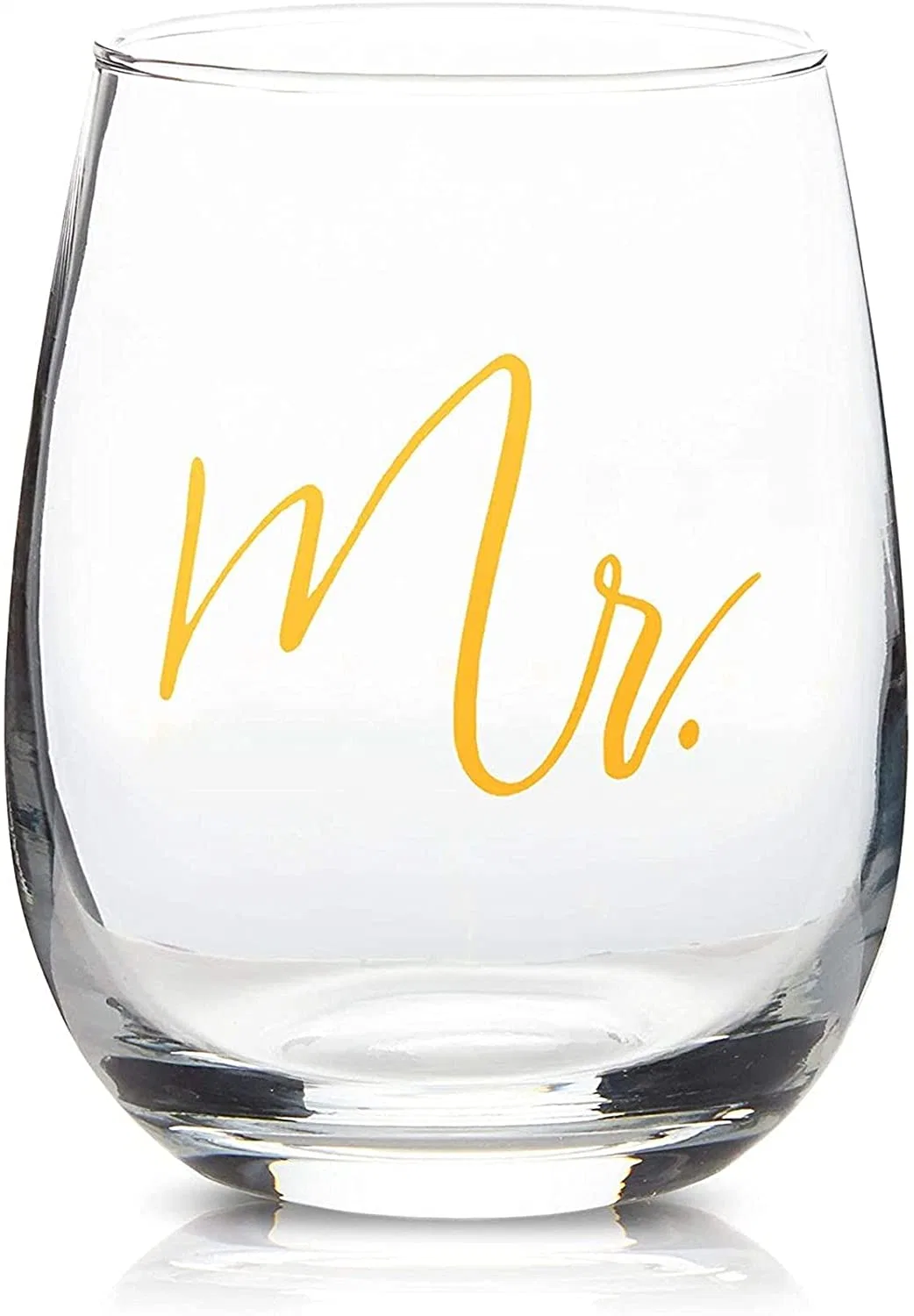 15oz металлических золотая фольга пару вина из стекла ручной люкс удар Crystal Clear Stemless вина из стекла в Mr &amp; Mrs свадебные мероприятия