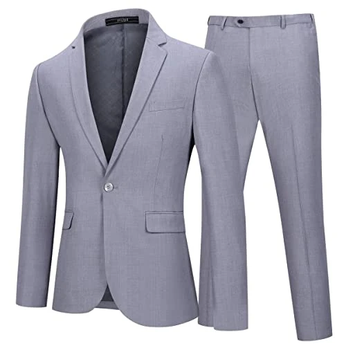 Mens Suits One Button Formal Slim Fit Solid Color Business Suit