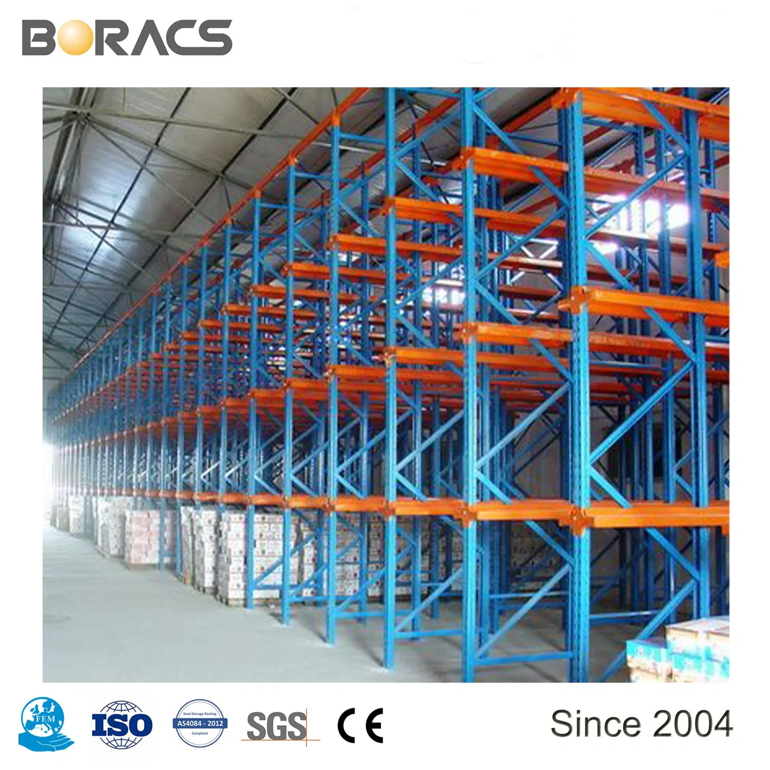 OEM Étagère de stockage d'entrepôt réglable lourde en métal avec racks à palettes à entraînement/étagères à entraînement en acier Filo Racking.