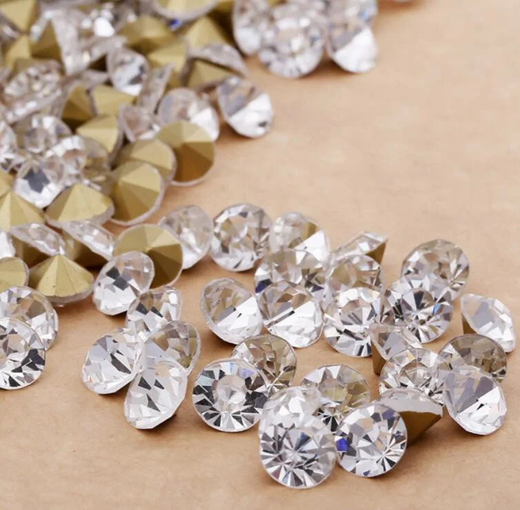 DIY Glass Colored Crystal Diamond Round Sharp Bottom Rhinestone Th8037