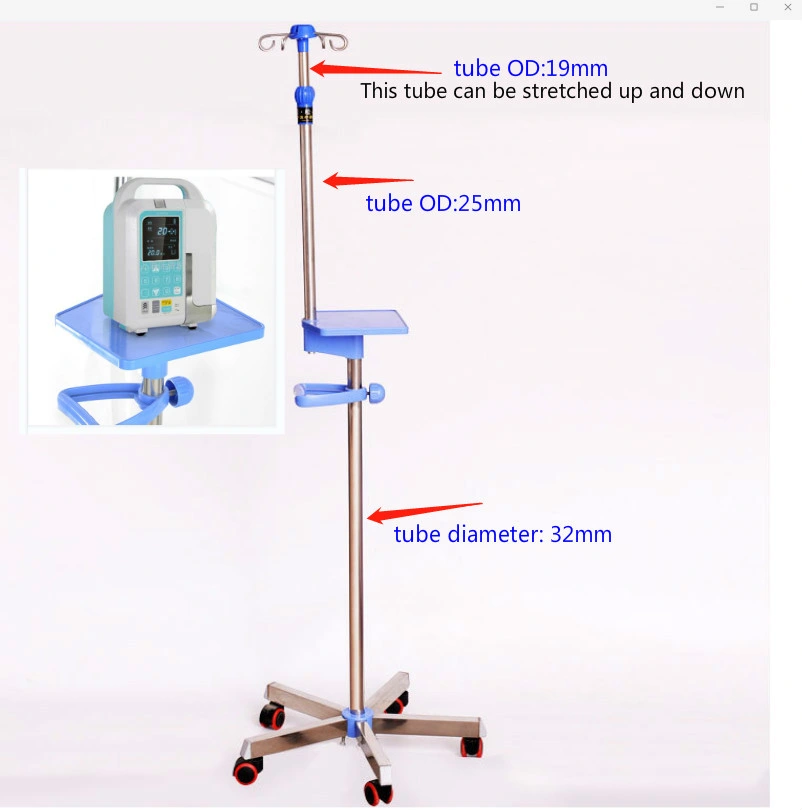 Los paneles de Hospital pantalla plegable de acero inoxidable Mobile I. V. stand Stand de goteo tipo piso Rack