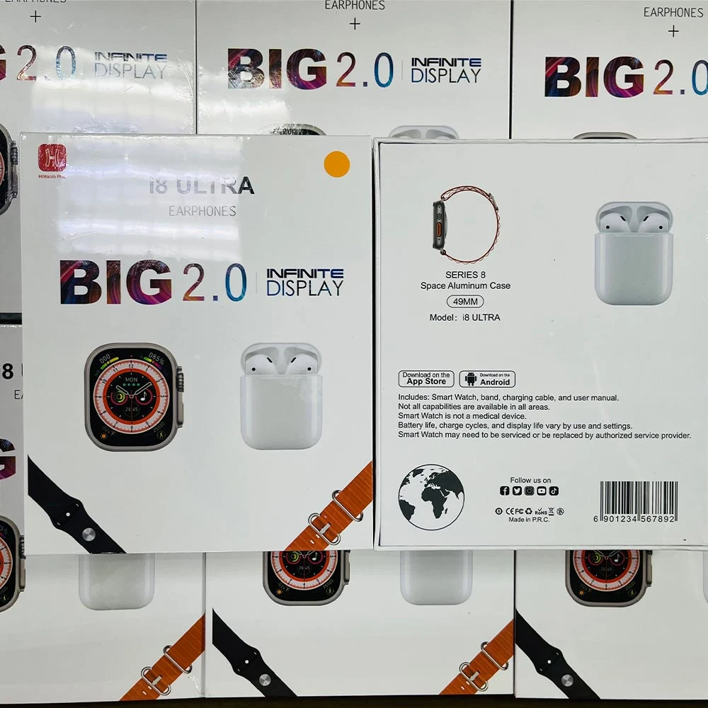 I8 Ultra Smart Watch con auriculares Big 2,0 Display Hiwatch Plus serie 8 49mm Reloj inteligente I8 Ultra 2en 1 auricular SmartWatch