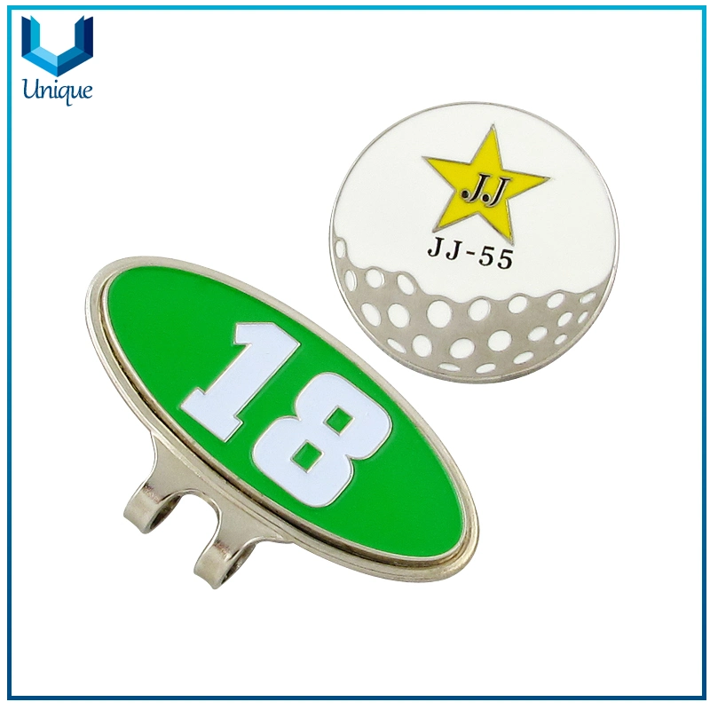 Factory Wholesale/Supplier High quality/High cost performance  Colorful Soft Cloisonne Oval Shape Golf Hat Clip with Ball Markers in Set