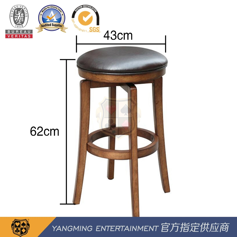 Original Wood Color Solid Wood Retro American Bar Chair Round Leather Poker Table Table Casino Bar Chair Ym-Dk01