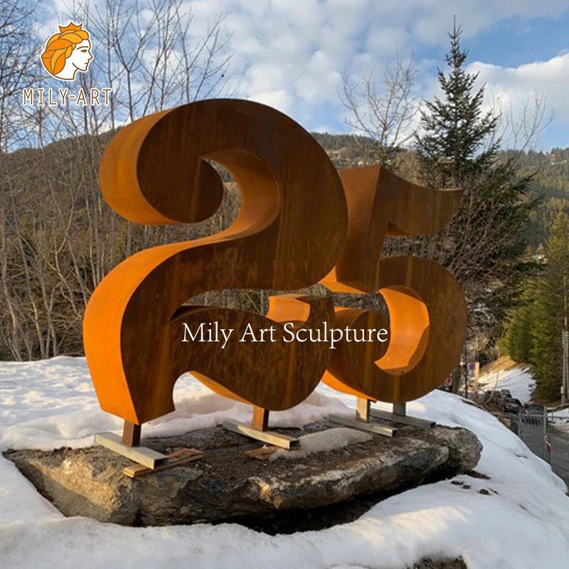 Large Outdoor Metal Corten Steel Number Sculpture for Decoration