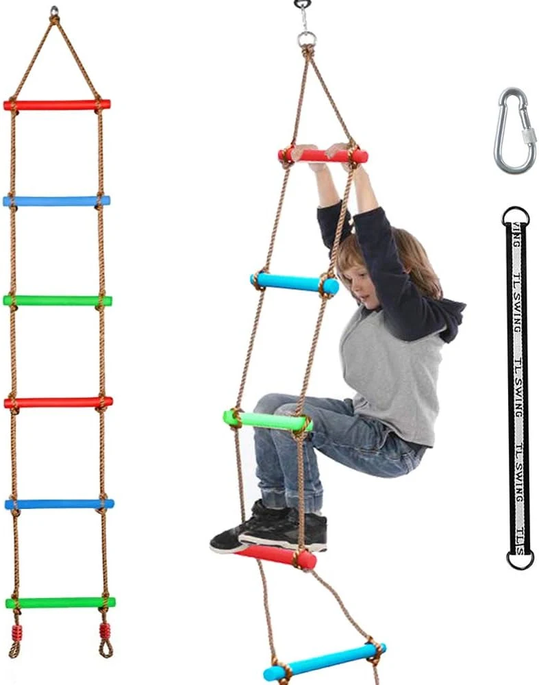 6.6 Feet Tree Training Ninja Colorful Trampoline Camp Playground Exercise Equipment Climb Rope Ladder