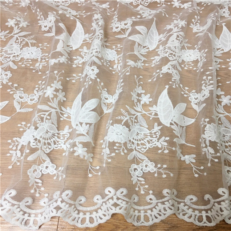 K1071 Hot Selling Milk Silk DIY Mesh Embroidered European Home Lace Fabric Clothing