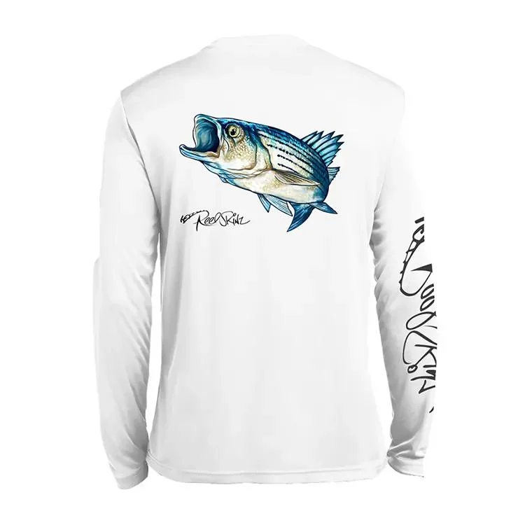 Custom T Shirt Fishing Long Sleeve Polyester SPF Fishing Shirt Blue for Men