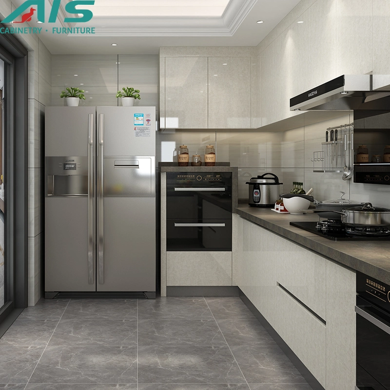 AIS Modern European Minimalist Style Full Furniture Set Grey Lacquer L Shape Cupboards Kitchen Cabinets for Small Kitchen