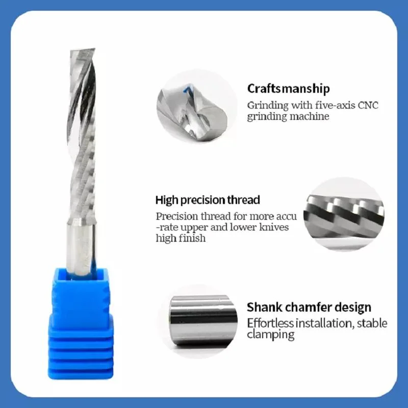 CNC Carbide 1 Flute Spiral Milling Cutter Sm Single Flute End Mill for Acrylic Aluminum Wood Cut Router Bit Single Edge Endmill