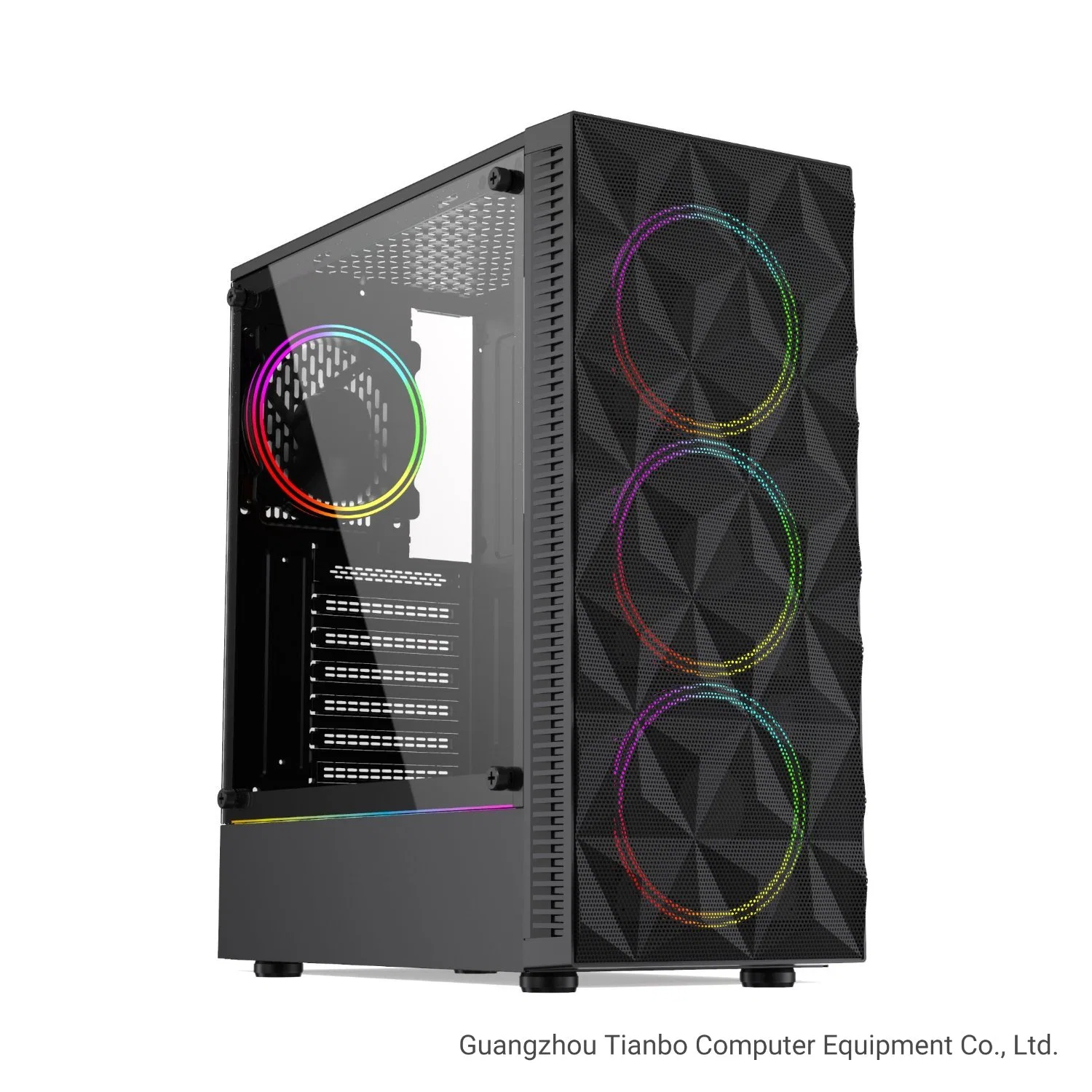 Equipo vertical de 300 mm soporte de la caja Gaming PC VGA con Slim Case Fans RGB