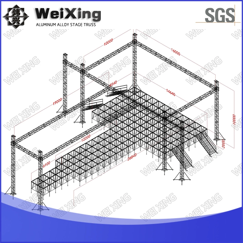 6X6X8m, 300X300mm Line Array Speaker Stand Light Spigot Truss for Stage Truss System Big Event Aluminum Stage Wedding Stage Decoration