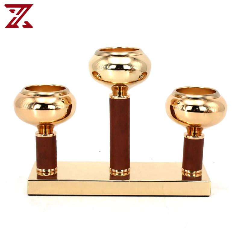 Venda a quente de metais decorativos suporte para velas metálicas de Ouro da placa de suporte de suporte para velas para velas de cone