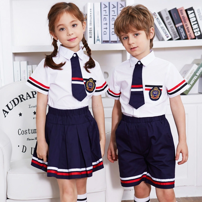 65% Cotton 35% Polyester Kindergarten School Uniforms Shirts School Skirts Design with Pictures