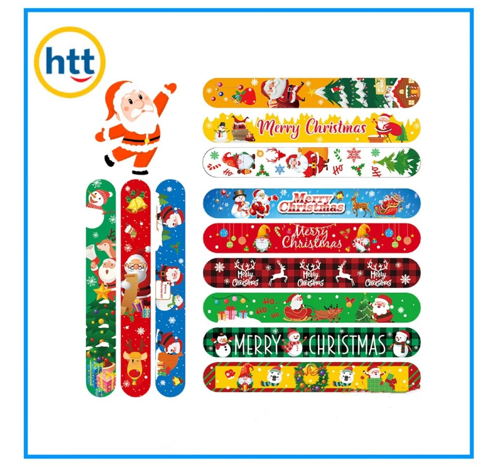 Promotional Silicone Bracelet Merry Christmas Happy Holiday Kids Wristband Toys Factory