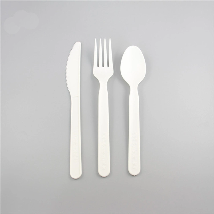 100% PLA Disposable Degradable Cutlery Set of Knife Fork Spoon