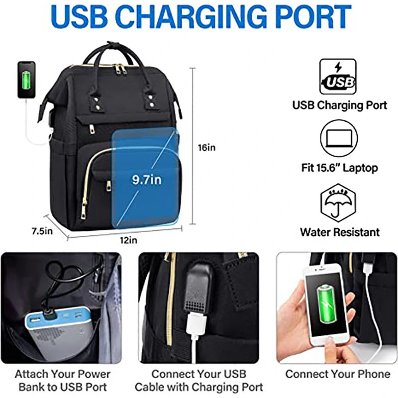 Custom Computer Bag Travel Men Women Laptop Bag School Backpack with USB Charging Port