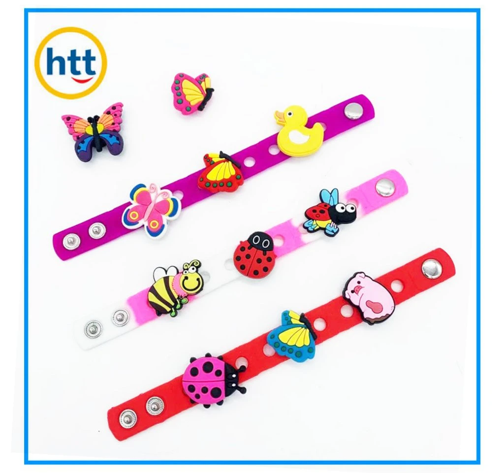 Animais Design Cartoon PVC brinquedos, Sapatos Charms, bracelete silicone pulseiras presentes para criança