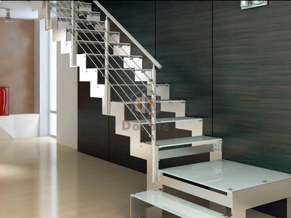 Wooden Ladder with Stainless Steel Railing / Wood Staircase