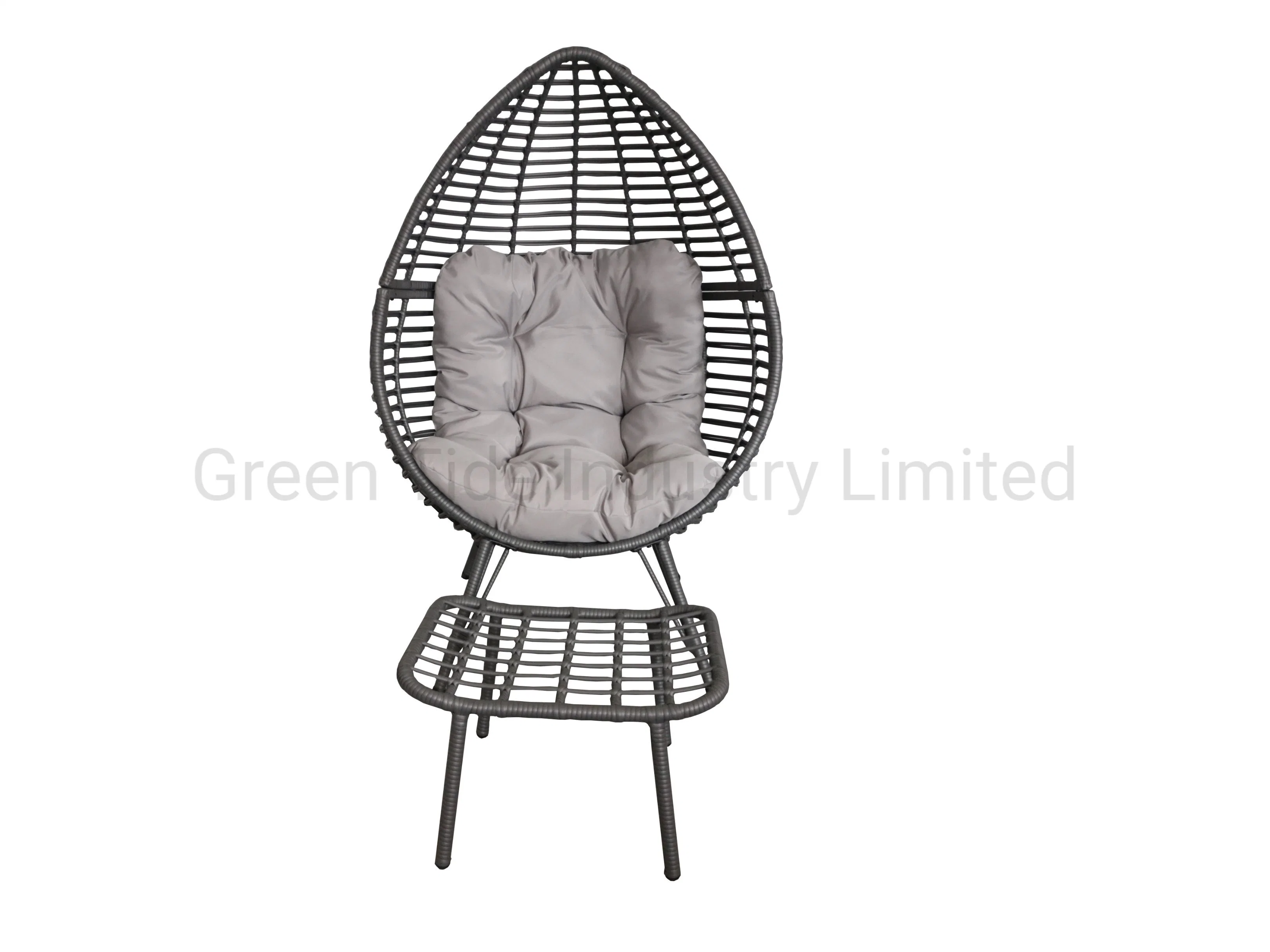 New Outdoor Furniture Garden Furniture Rattan Kd Steel Chair with Footrest