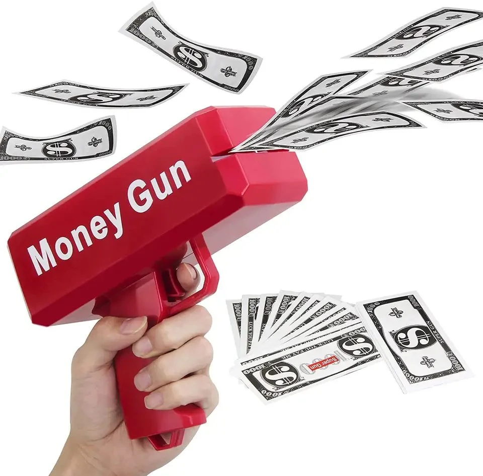 Wholesale/Supplier Gold Money Gun Make Cash Money Rain De Dinero Gun Toy Shot Spray Real Golden Money Toy Gun for Party Custom Logo