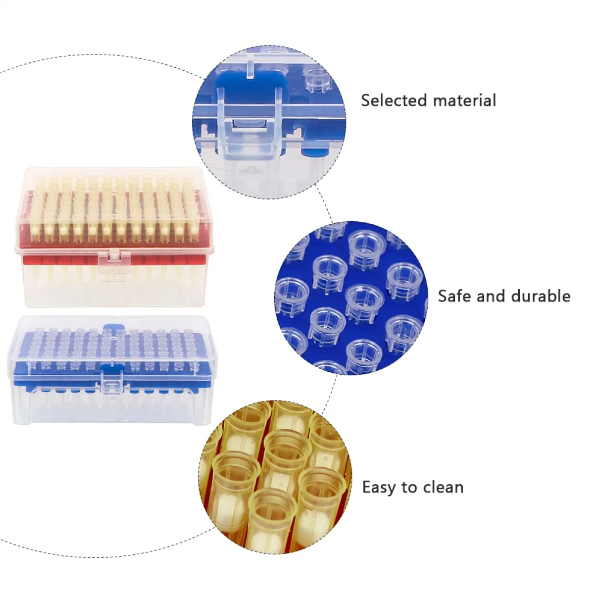 البلاستيك السائب الأزرق الأصفر المعقم 10UL Filter Micro الماصة الأطراف لرانسز المختبر الخالي من النيز