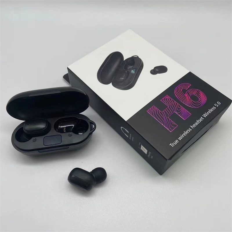 Customized H6 Hi-Fi True Wireless Stereo Earphone Hands-Free in-Ear Headphone Bt 5.0 Bluetooth Earbuds