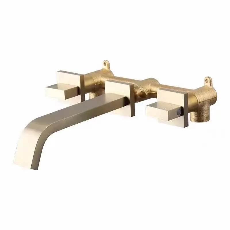 fashion Modern Brushed Nickel Gold Bathroom Basin Taps Mixer Faucet in One Hone