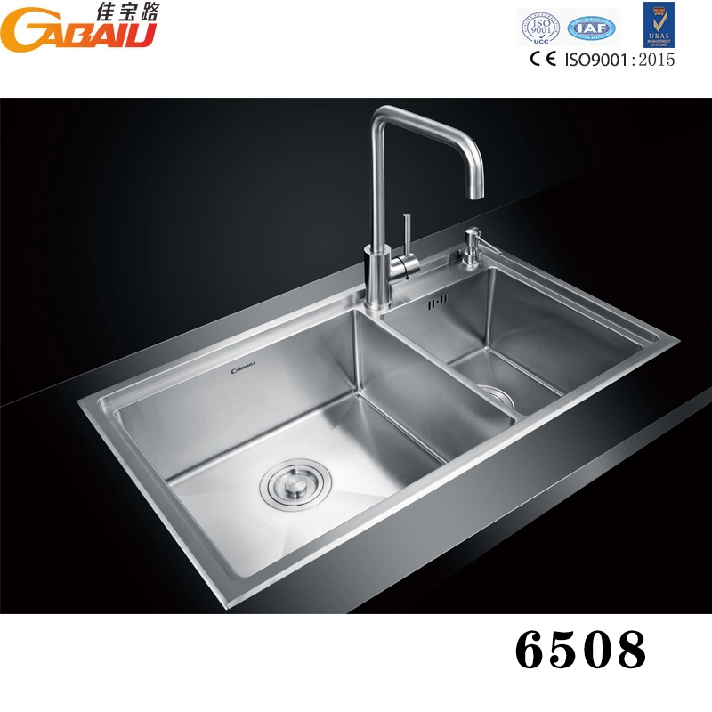 Commercial Kitchen and Home Kitchen SUS 304 Stainless Steel Handmade Two Bowls Kitchen Sink