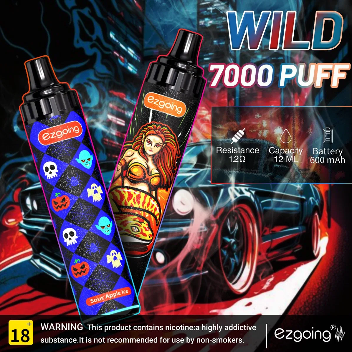 Wild Bar 7000 Puffs con 10 sabores cigarrillo electrónico VAPE