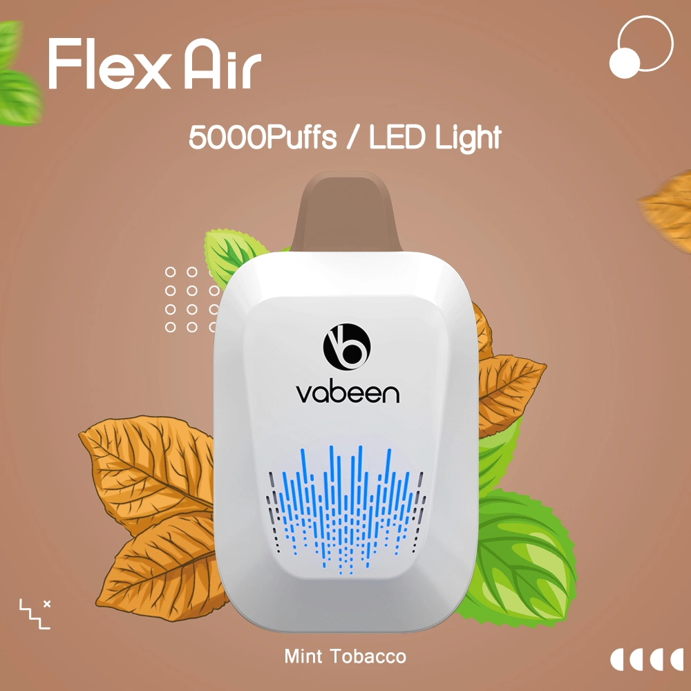 New Arrivals Soft Mouthpiece & Futuristic LED Lights Design Disposable/Chargeable Pod Device Vabeen Flex Air 5000 Puff Mesh Vape