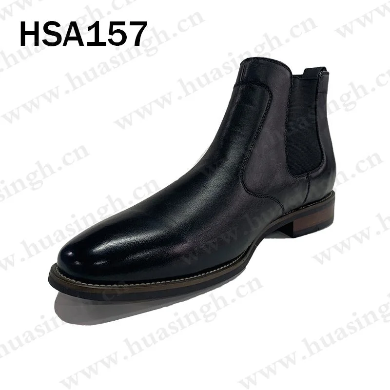 Lxg, Black Officer Dress Shoes with Elastic Belt Simple Middle-Cut Pull-on Full Leather Business Wedding Shoes Hsa157