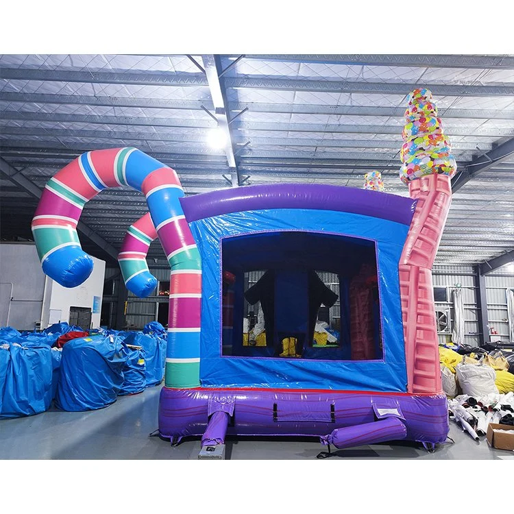 Los niños los dulces comerciales castillo inflable de azúcar en la punta de la casa de rebote a la venta