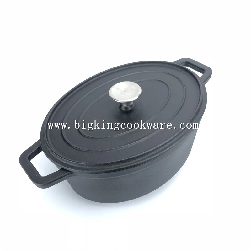 Oval Cast Iron Casserole Dish 29cm in Matt Black