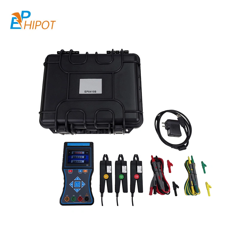 Portable Three-Phase Intelligent Phase Volt-Ammeter Digital Phase Va Meter AC Voltage Range 0 to 600V Current 0 to 30A Three Clamps Phase Meter