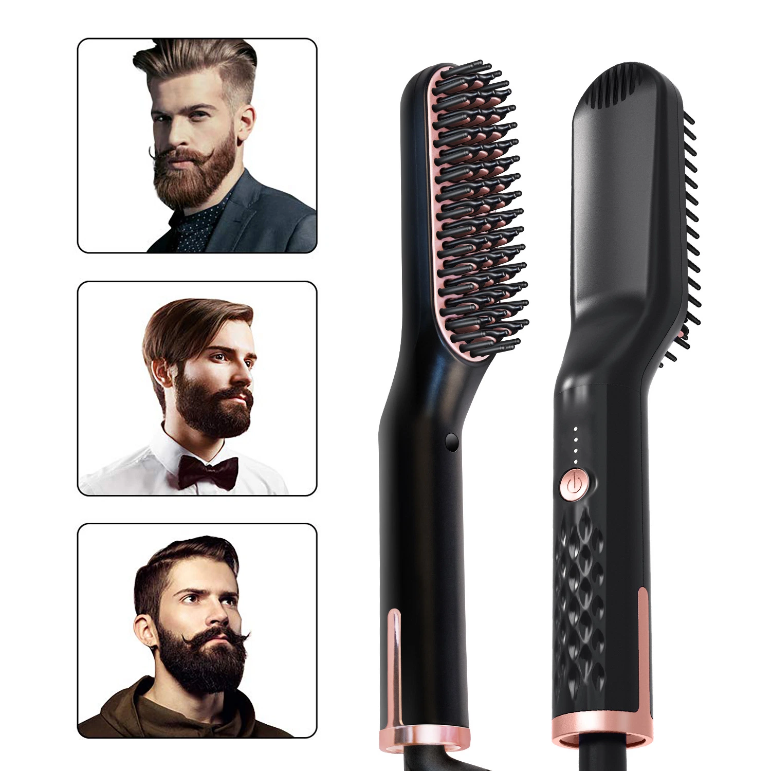 Multi Functional 3 in 1 Long Hair Short Hair Beard for Women Men Versatile Electric Straightener Brush Comb