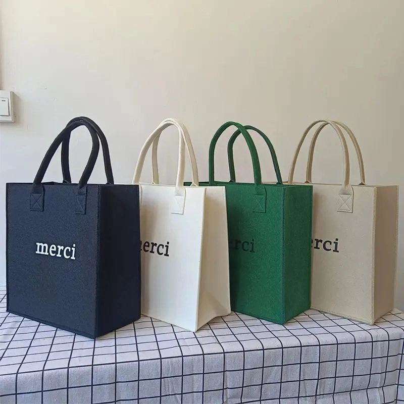 Wholesale/Supplier Multiple Colors Two Straps Logo Custom Felt Tote Bag Shopping