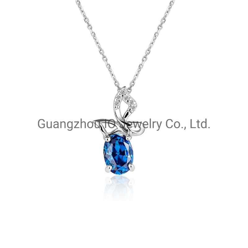 Sapphire Gemstone Jewelry Fashion Pendant Necklace 925 Sterling Silver