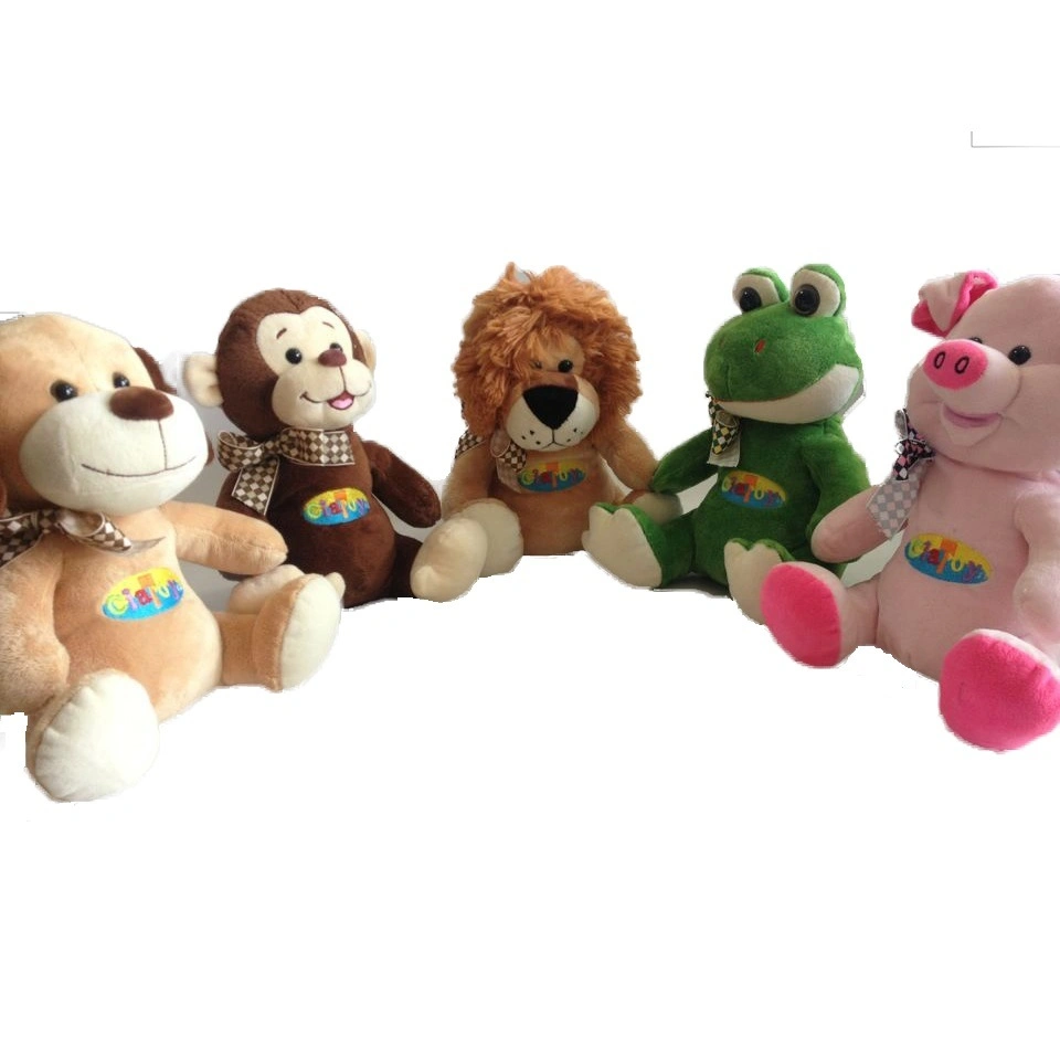 5 Aastd Stuffed Animals Coin Bank Toy Cute Plush Dog, Monkey, Lion, Frog & Pig Money Box Toy for Kids