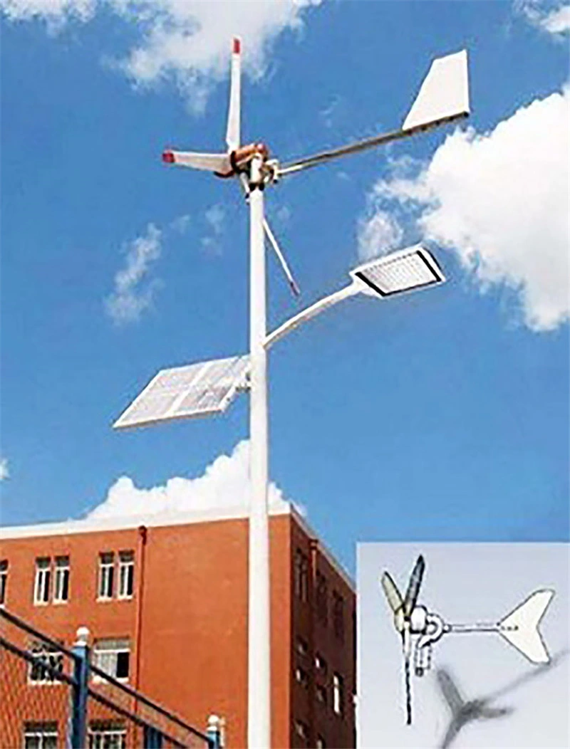 Hepu Lampadaire Solaire avec Éolienne Verticale/ Horizontale Garantie de 3 à 5 ans LED Extérieur Solaire Éolien Rue Lumière Hybride Solaire & Éolien Puissance