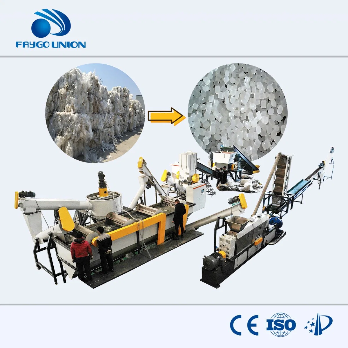 Waste PP BOPP CPP Film Recycle Equipment Include Crushing Washing Granulating Machine