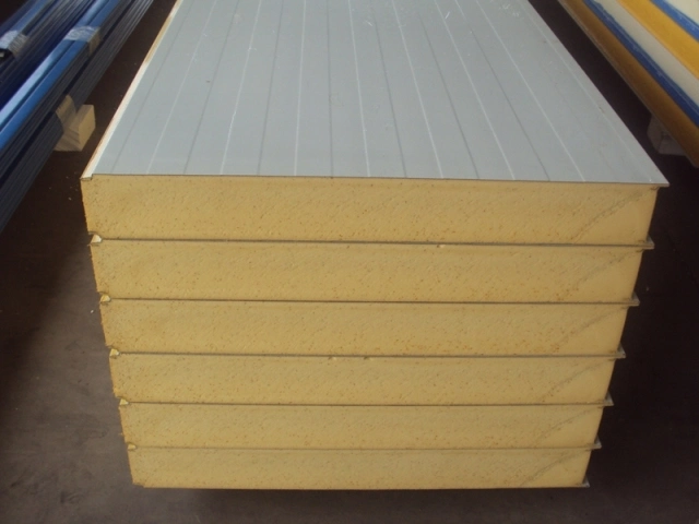 PPGI Steel Surface Standard Micro Lined Embossed Heat Insulated Polyurethane Sandwich Panel