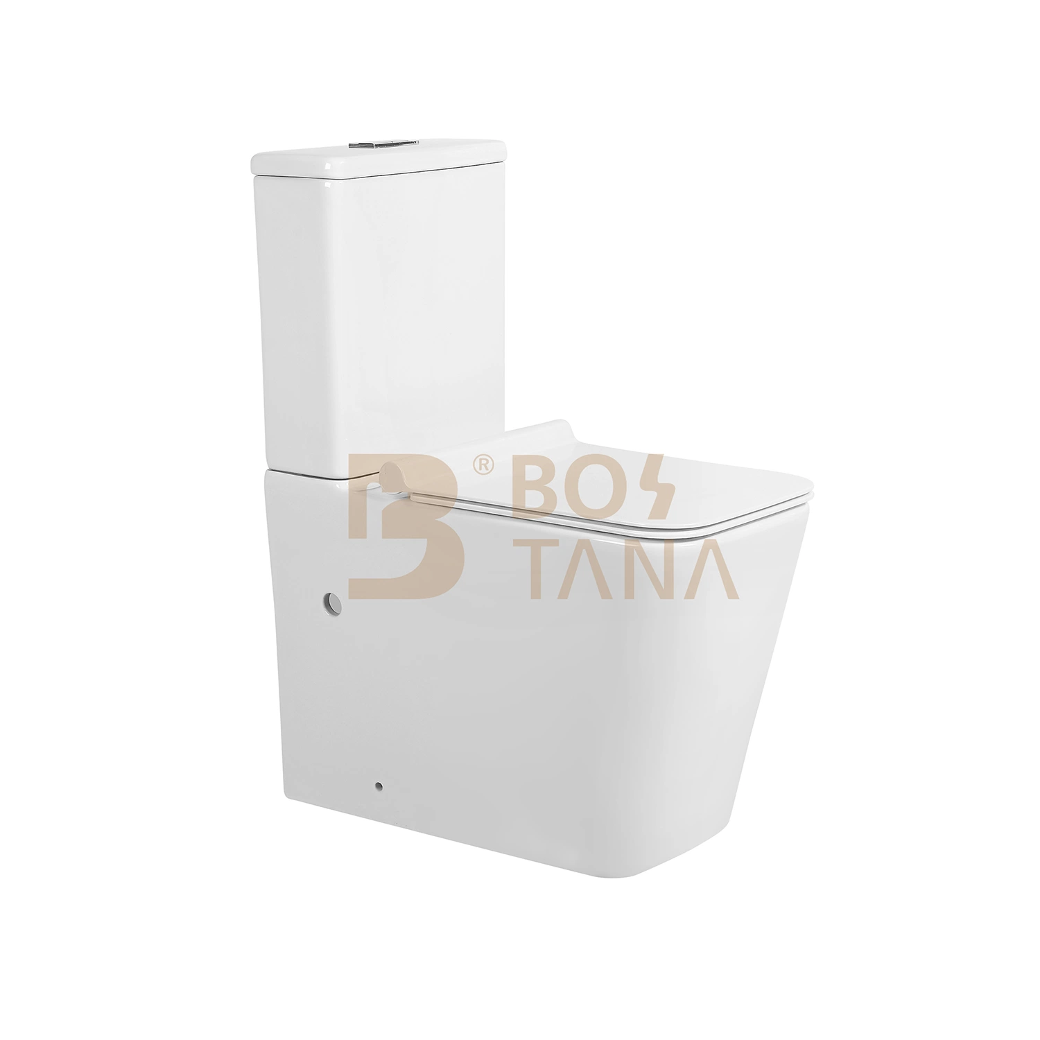 Closet Bathroom Sanitary Ware Two Piece Rimless Watermark Ceramic Toilet with Slim Cover Seat Wc