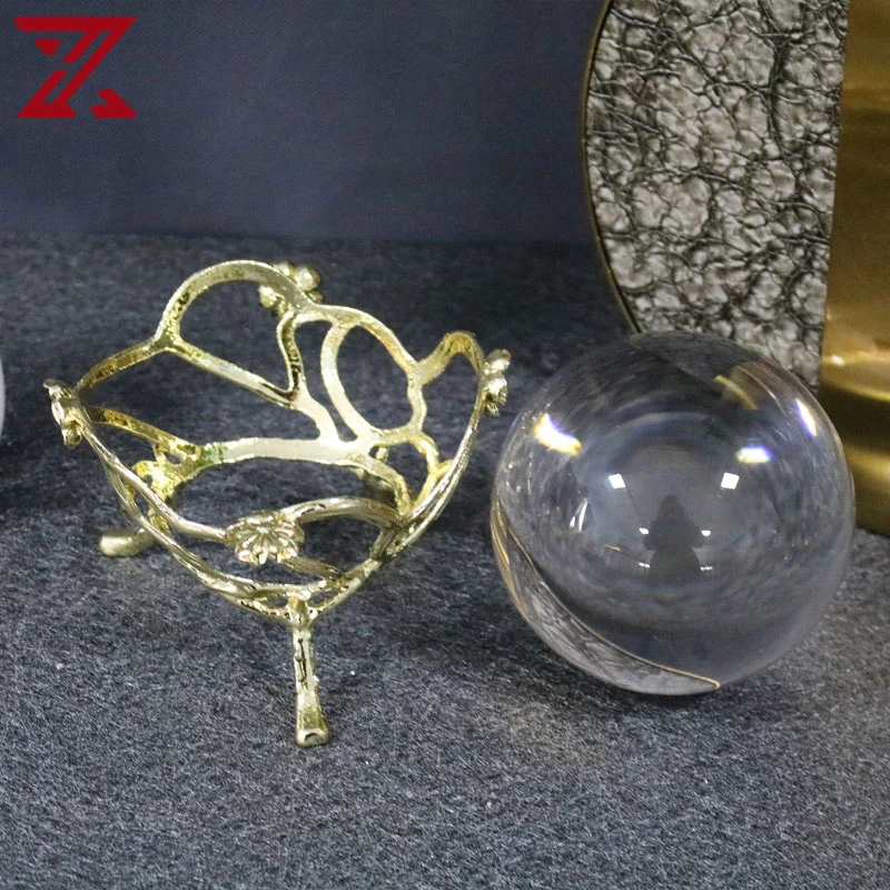 Nordic Style Golden Metal Stem Crystal Balls Decoration Crystal Crafts Home Desktop Decoration