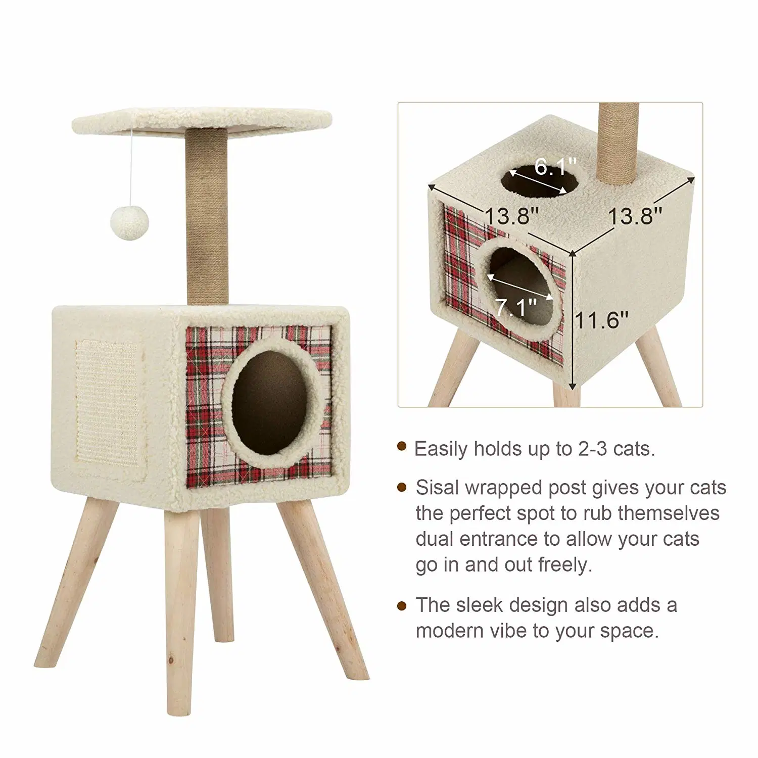 Guaranteed Quality Proper Price Cat Tree with Plush and Sisal Materials