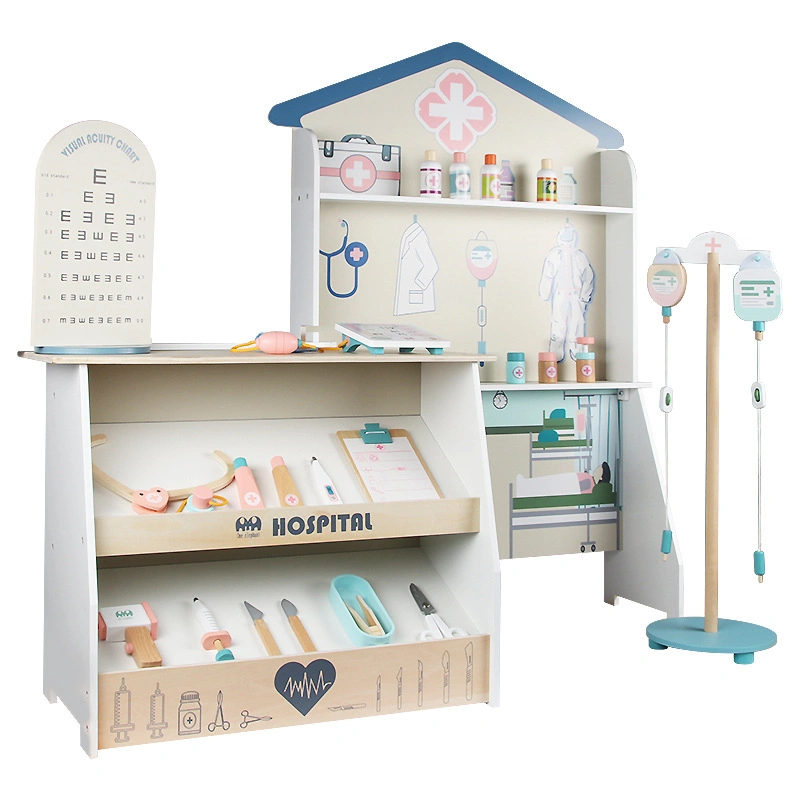 Pädagogische Kinder Vorgeben Spiel Satz Hölzerne Doktor Spielzeug Krankenhaus Krankenschwester Zahnarzt Kinder Medical Kit Werkzeug-Set Spielzeug