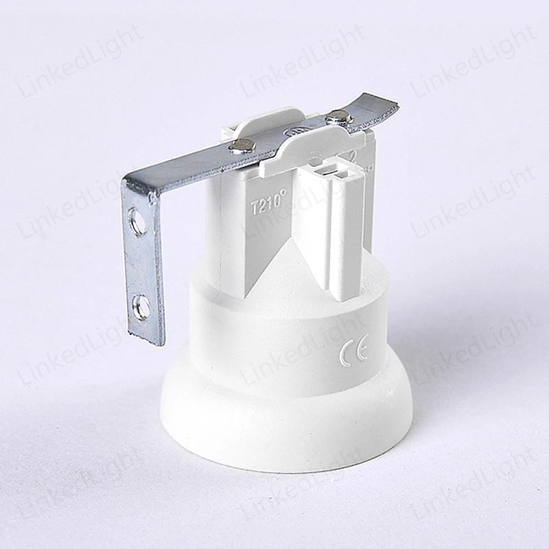 European VDE E27 Plastic Lamp Light Base with Metal Bracket